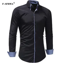 F-SFRWA мужские рубашки Осень Мужская рубашка с длинными рукавами деловая рубашка Повседневное моды Тонкий платье рубашка XXXL