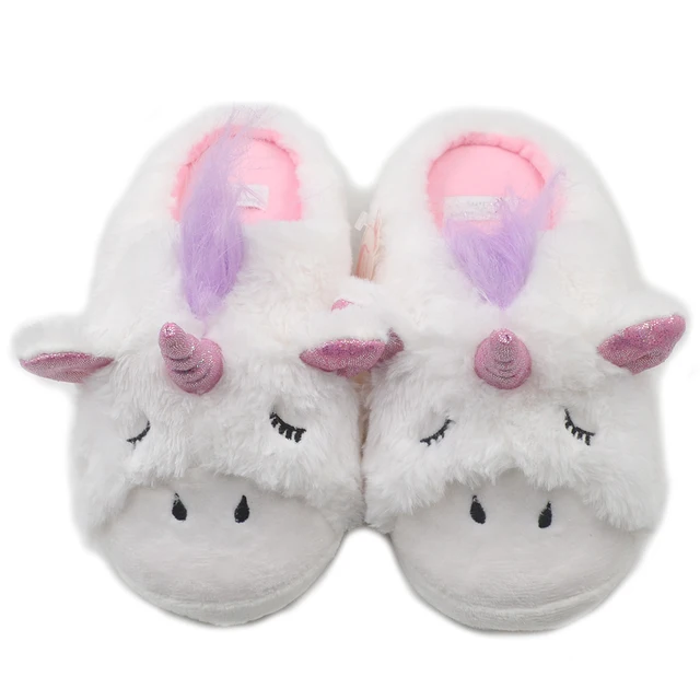 Girls Plush Unicorn Slippers