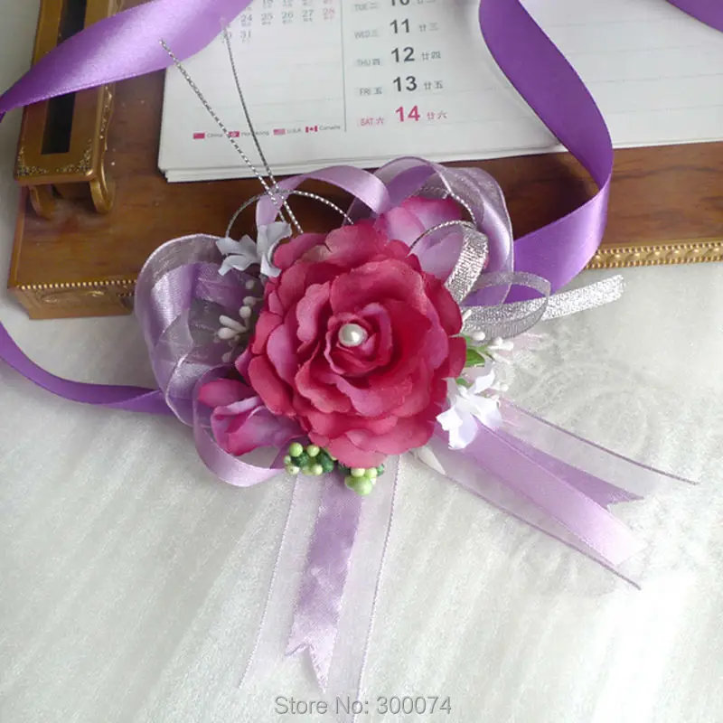 Burgundy flower corsage for prom