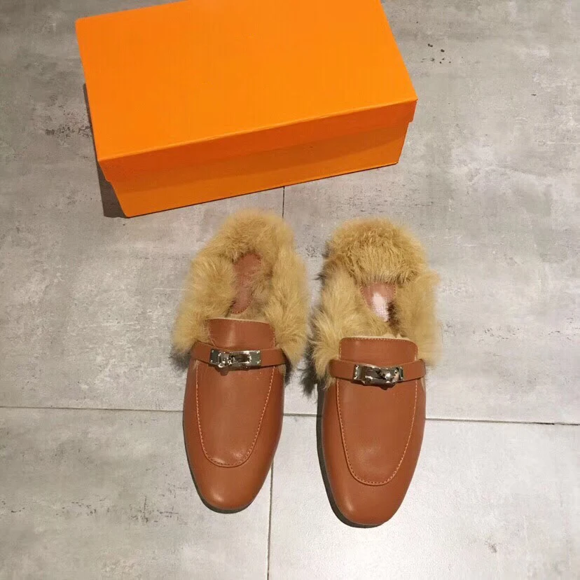 fluffy mules flats