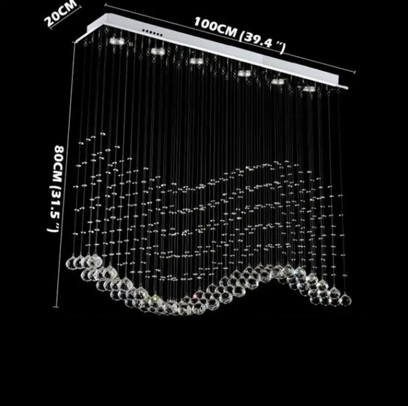 Роскошный светодиодный хрустальный подвесной светильник s, современный подвесной светильник, хрустальный кулон, прямоугольные подвесные лампы для дома, внутреннего освещения, магазин покупок - Цвет корпуса: L80  W20 H100cm