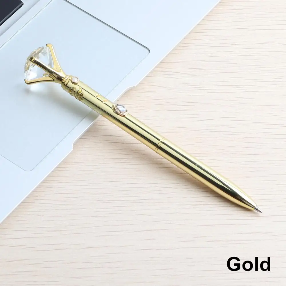 Новые милые ручки с крупным бриллиантом Металлические Шариковые аниме Сейлор Мун канцелярские принадлежности для письма или подарок - Цвет: 1PCS PEN  Gold