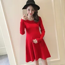 Осенний модный свитер для беременных; Одежда для беременных женщин; зимнее трикотажное платье для беременных; H427