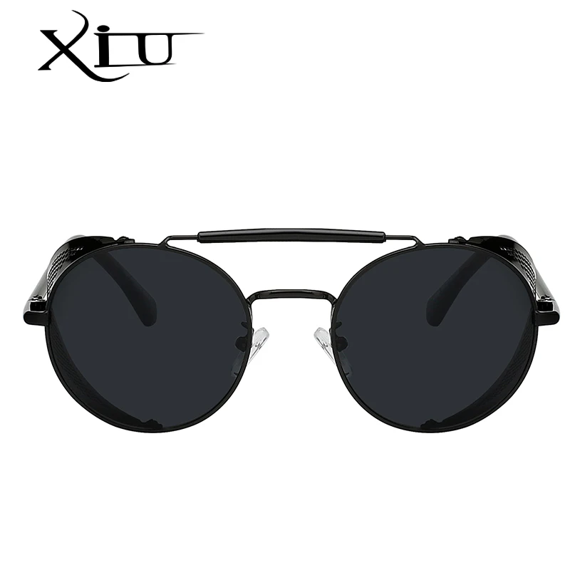 XIU стимпанк Металлические Мужские Солнцезащитные очки Ретро винтажные мужские женские брендовые дизайнерские солнцезащитные очки модные Шикарные очки UV400