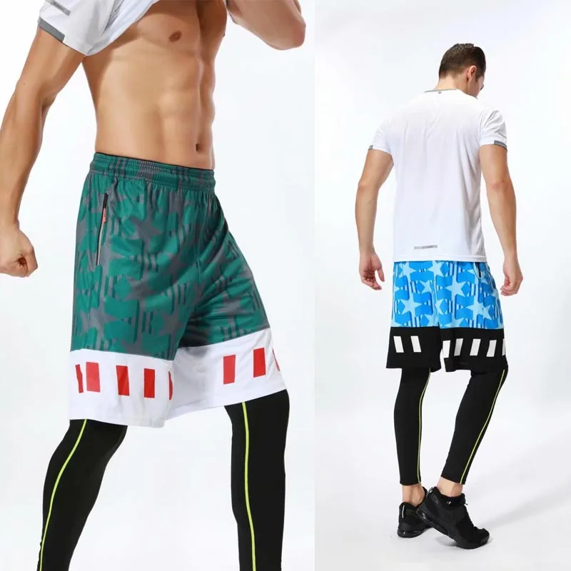 Мужские спортивные дышащие шорты для бега с карманами на молнии, баскетбольные шорты для бега, быстросохнущие спортивные шорты для мужчин