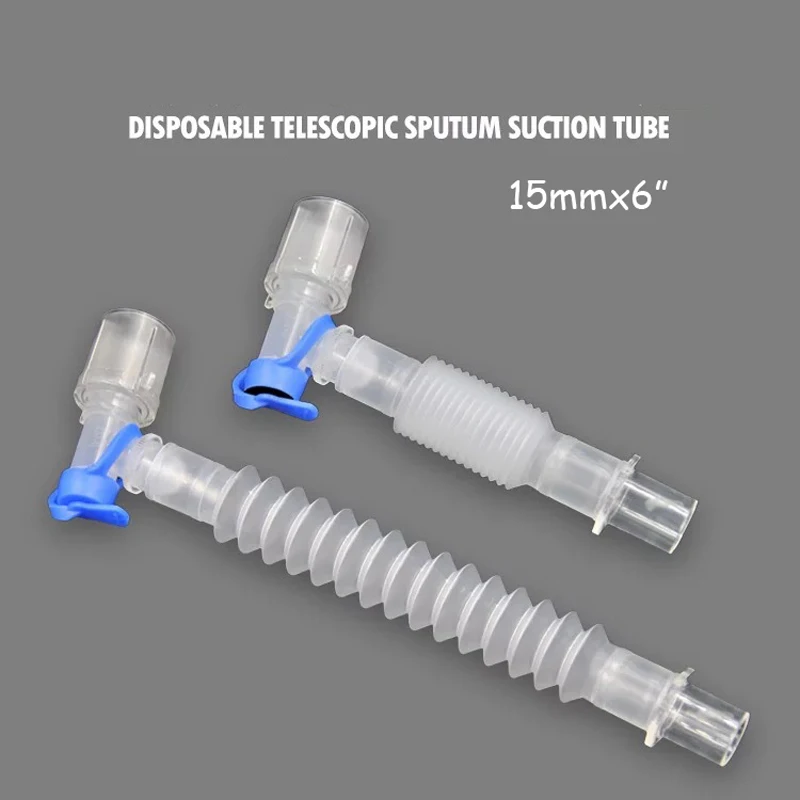 

Disposable Telescopic Sputum Suction Tube 15mm*6" Bidi rotary L joint Platform Valve Extension Tube Gas cut elbow CPAP circuit