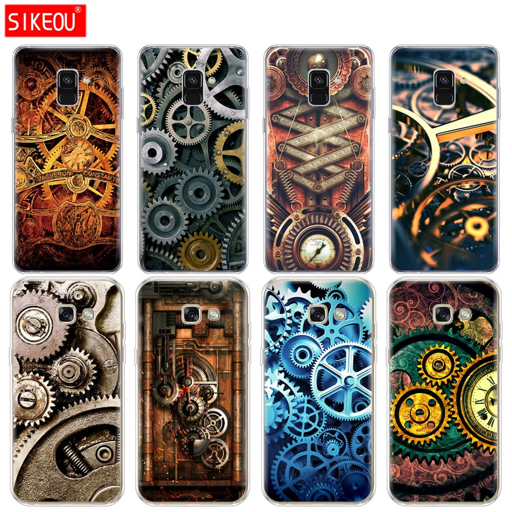 

Silicone phone case cover for Samsung Galaxy A8 2018 A3 A310 A5 A510 A7 2016 2017 Mechanical Gears steampunk