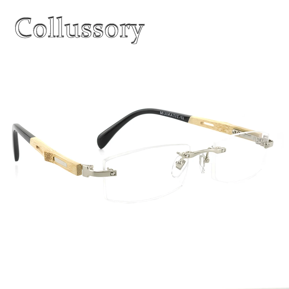 Титановые деревянные оптические оправа для очков Мужская очки без оправы по рецепту для чтения компьютерные очки бизнес-классические очки