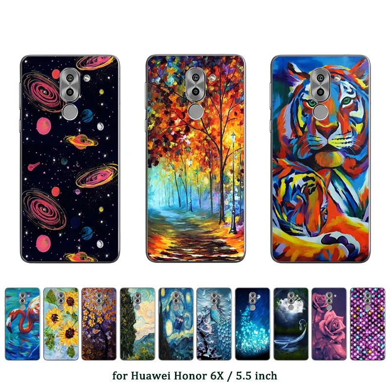 Чехол для Huawei Honor 6x мягкий силиконовый чехол с принтом Oill 6 X GR5 2017 чехлы из ТПУ Mate 9