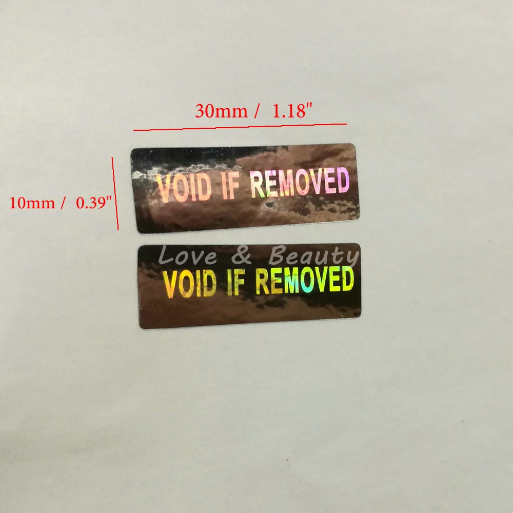 100 шт наклейки с лазерной голограммой гарантия пустота, если наклейка Съемная этикетка 30*10 мм(1,1" x 0,39"