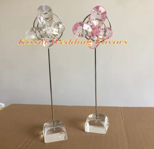 

(20 Pieces/lot) Pink and White Wedding Gifts of Crystal Butterfly Place Card Holders For Photo Holder and Party decorations