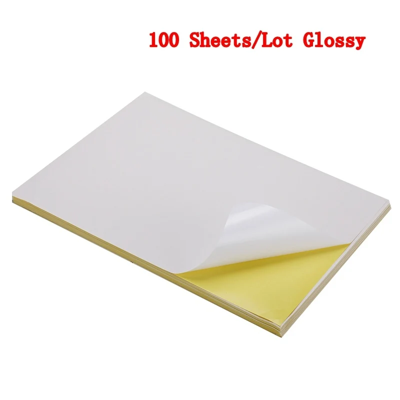 50/100 листов/лот A4 глянцевая и матовая крафт самоклеящаяся бумага для лазерный струйный принтер копир крафт бумага самоклеющаяся наклейка - Цвет: 100 sheets Glossy