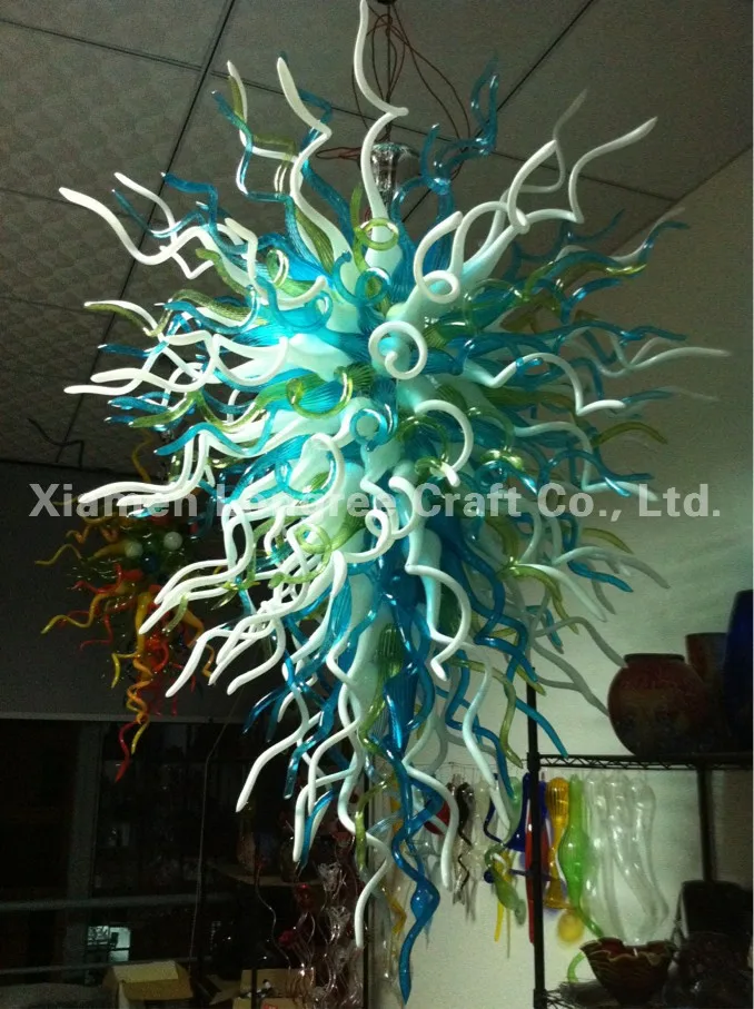 

Wholesale Large Light Fitting LED Light Source Hotel Art Decoration Italian Chihuly Style Hand Blown Murano Glass Chandelier