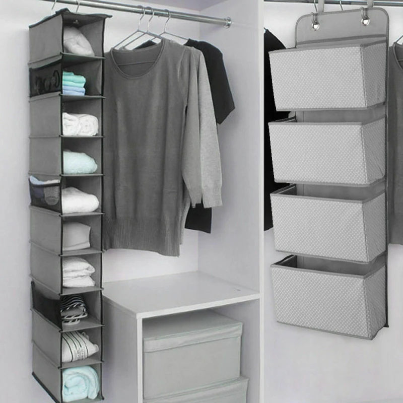 

NEW Clothes Storage Box 4 Tier Door Hanging Pockets Wardrobe Closet Organizer Shelves Underwear Book Sundries Storage Box