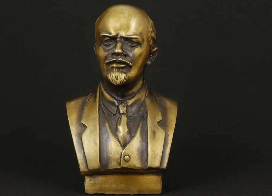 

829++ASIAN OLD BRASS COLLECTABLE HANDWORK CATING LENIN ORNAMENT STATUE FIGURE
