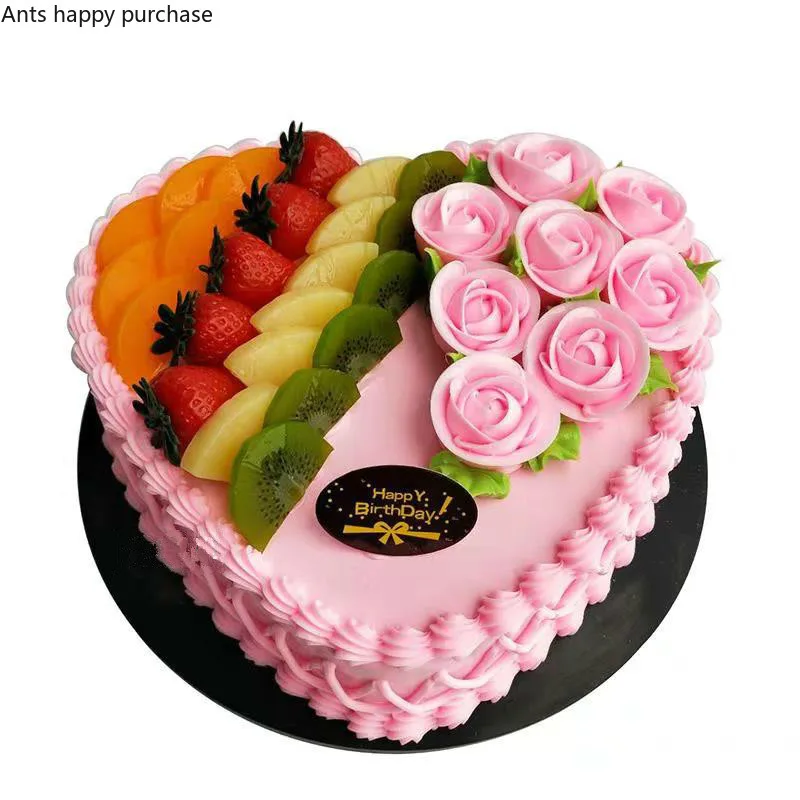 

10 Inches Birthday Cakes Model Simulation Model Fruit Mousse Cakes Display Window Samples Fake Cake Artificial Cake Decorations