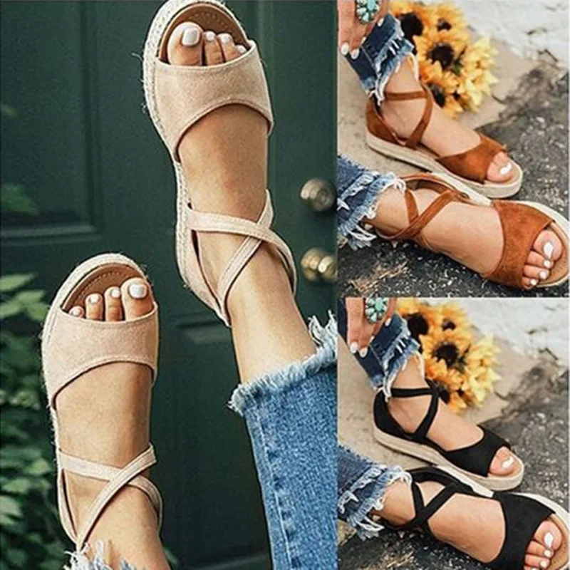 

Women Sandals Rome Style Summer Shoes Women Flat Anti Skidding Beach Shoes Female Plus Size Low Heel Gladiator Sandalias Mujer