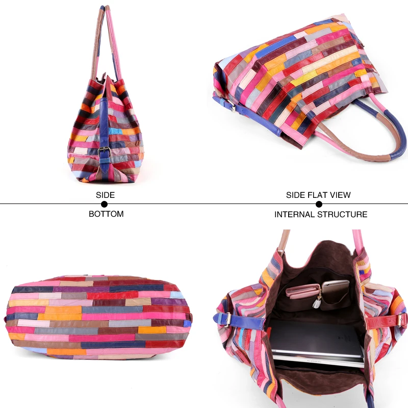 Женская сумка тоут из натуральной овечьей кожи в стиле пэчворк|shoulder bags for women|brand