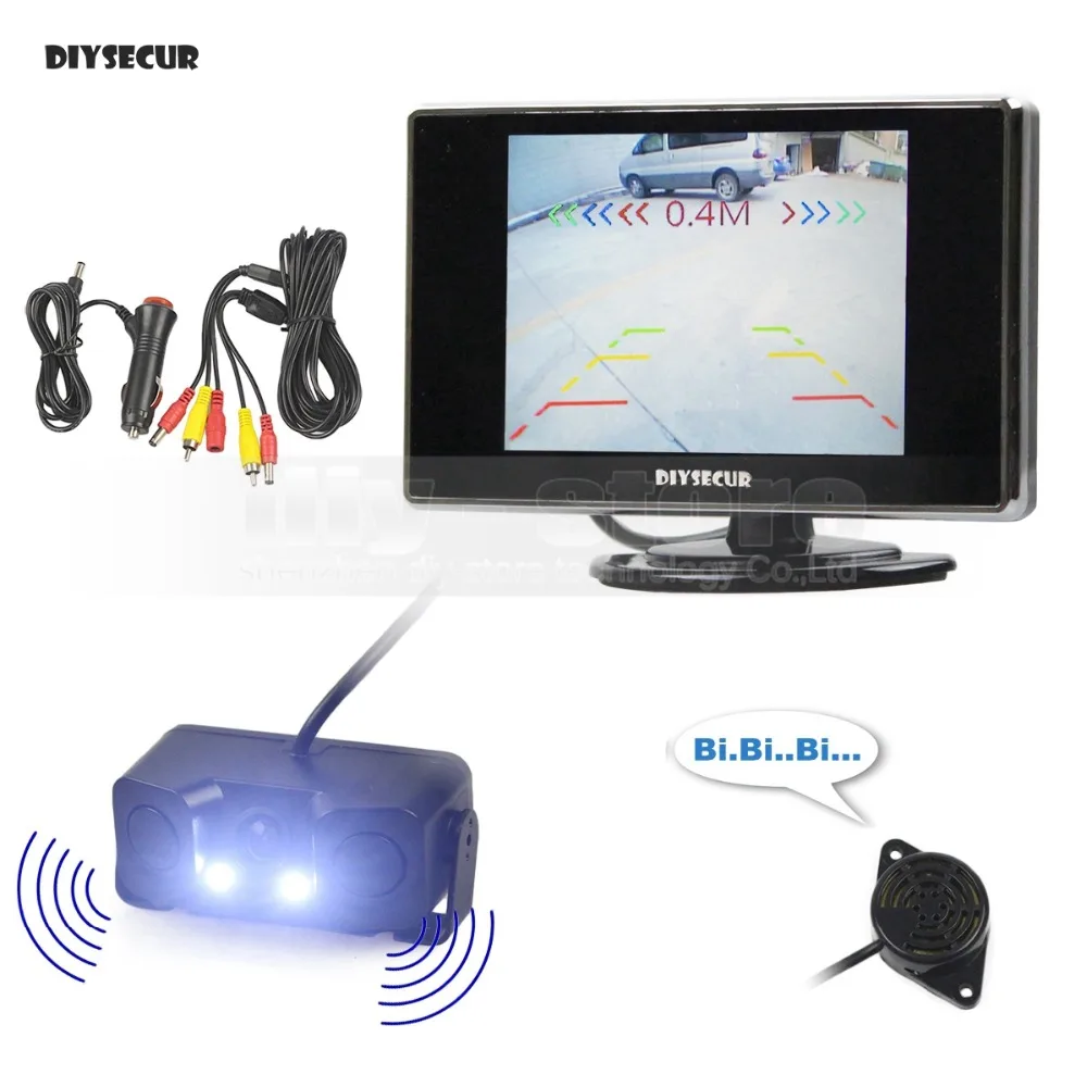 

DIYSECUR 3.5 inch TFT LCD Car Monitor + Waterproof Video Parking Radar Sensor Reversing Car Camera Parking Assistance System