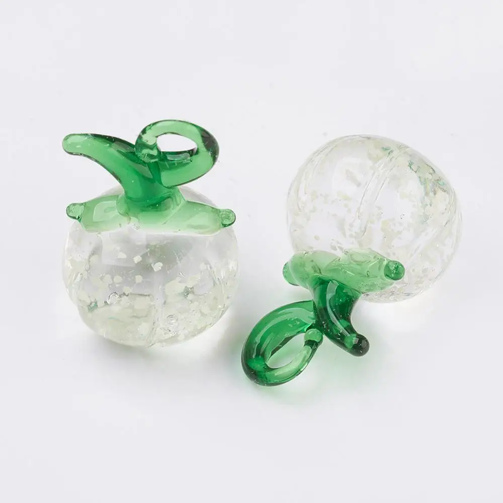 

PandaHall Green Handmade Luminous Lampwork Pumpkin Pendants 27x17.5mm Hole: 3x5mm About 12pcs/Box