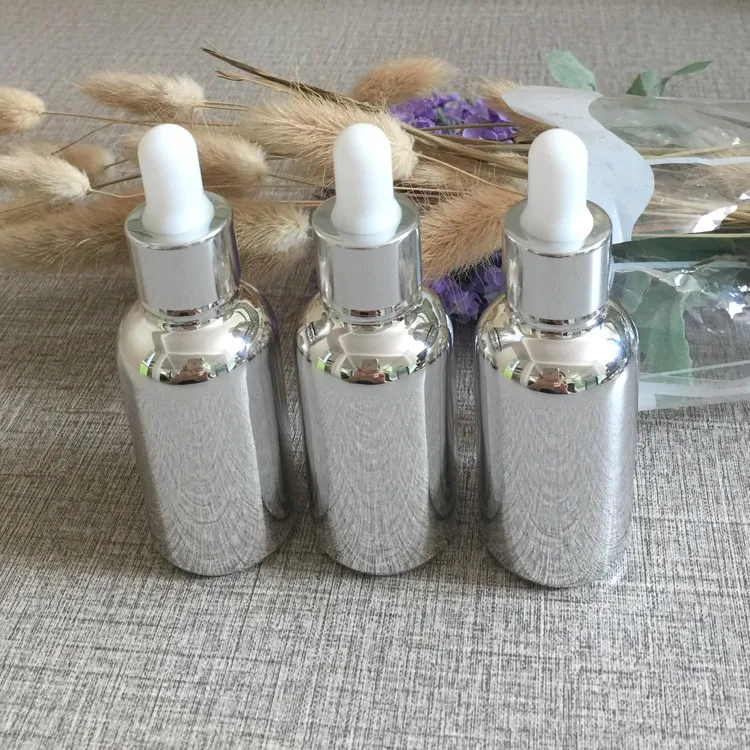Conta-gotas de Vidro para Óleo Vazio Vidro Peças Lote 30 ml Alta Temperatura Prata Banhado Frasco Conta-gotas Recipiente Essencial 50 - 2 Garrafas reutilizáveis