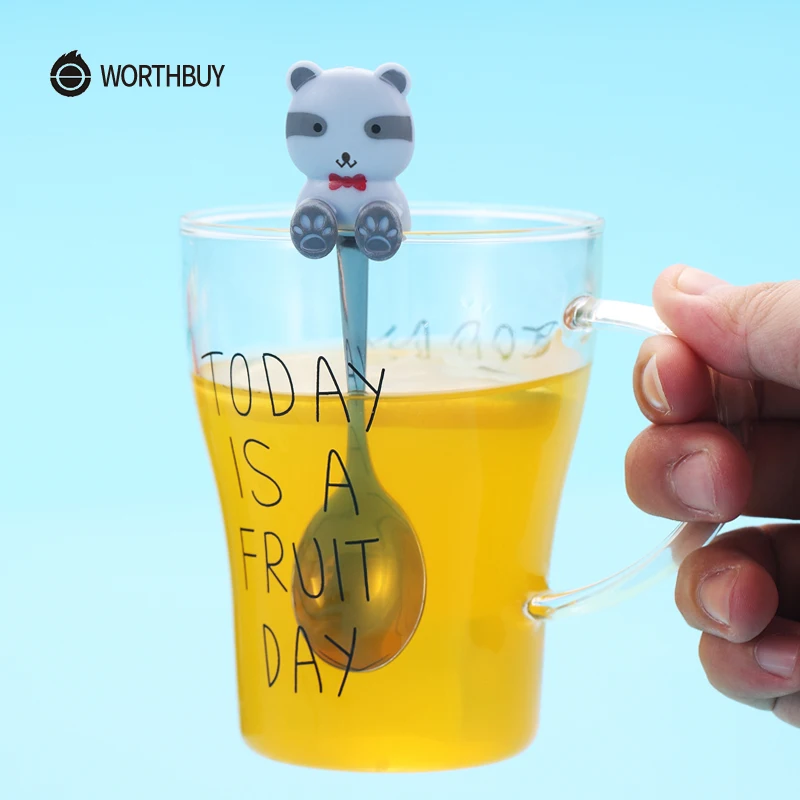 WORTHBUY Милая кошка чайная ложка для детей мультяшная кофейная из нержавеющей стали