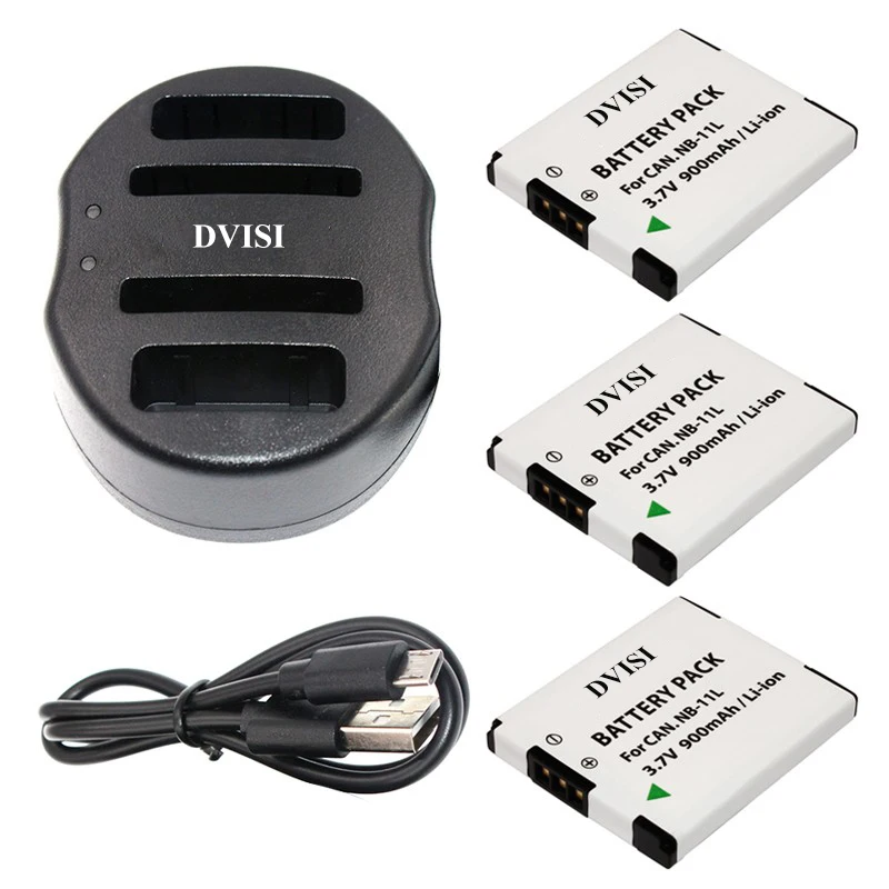 3Pcs NB 11L NB 11L Rechargeable Camera Battery+USB Dual Charger for