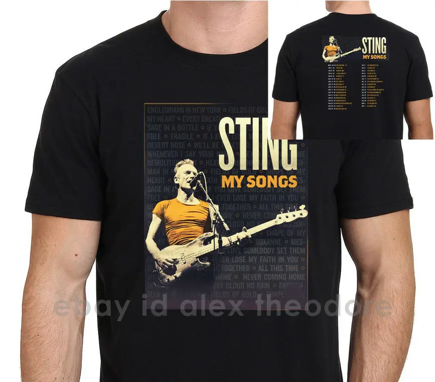 2019 крутая Мужская черная футболка Sting My Song Tour с датами Размер: S-Xxl капюшоном |