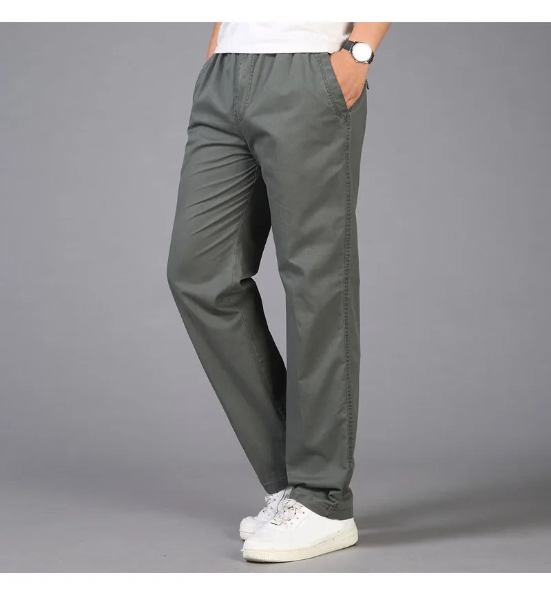 FAISIENS брюки карго мужские тонкие эластичные талии однотонные хаки армейский зеленый серый черный большие размеры 3XL 4XL 5XL 6XL Свободные