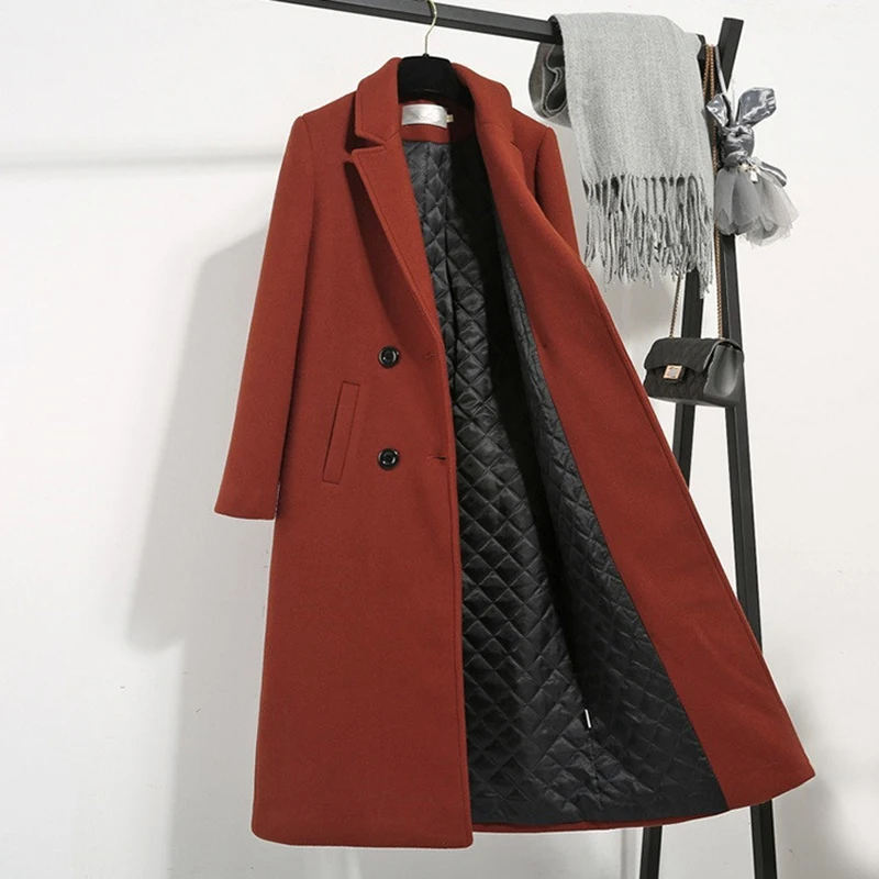 

Autumn/winter Women Wool Jackets Coats 2019 Fashion Casual Slim Thicken Warm Long Outerwear Plus size 3XL Lady Woolen Coats 522