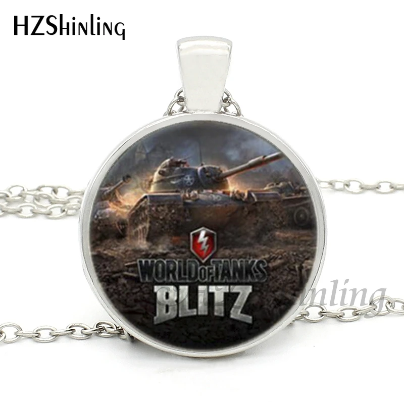 HZShinling HZ1-Мини-0024 с персонажами мультфильмов и игр на бретелях Цепочки и ожерелья World of Tanks BLITZ Стекло купол Цепочки и ожерелья Винтаж аниме ювелирное изделие, опт