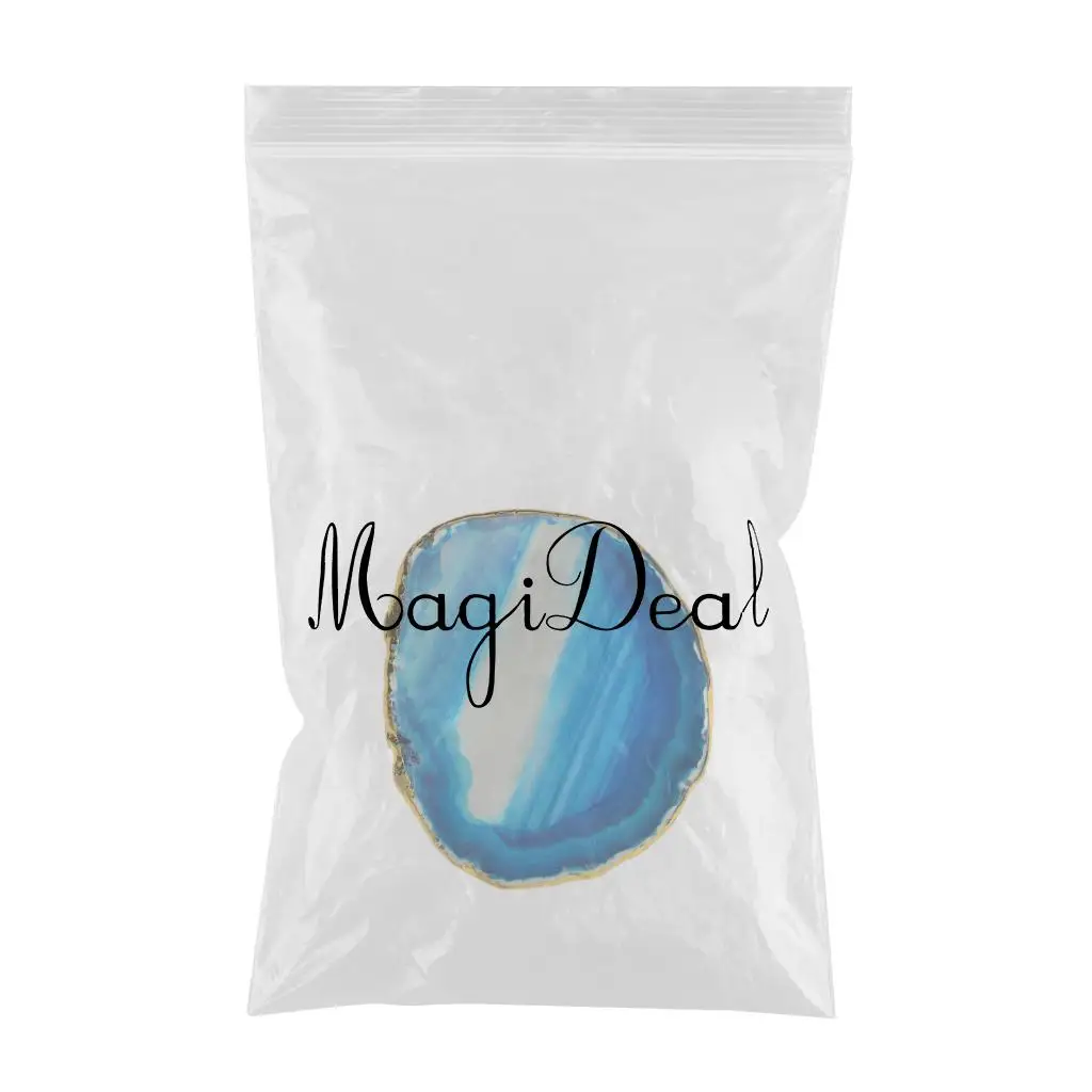 Natural Pure Agate Slices Polished Irregular Crystal Quartz Stone Pendant Charms Blue Home Decorations