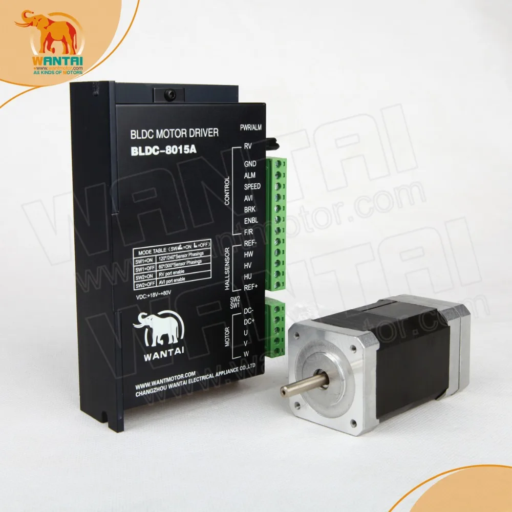 

Ship Worldwide! 3D CNC Wantai Nema 17 Brushless DC Motor 4000RPM, 24VDC,78W,3phs 42BLF03& Driver BLDC-8015A, 80VDC,5000RPM Peak