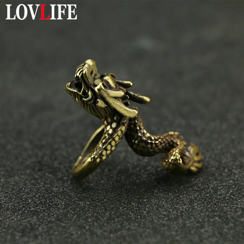 

Vintage Creative Men Dragon Rings Retro Pure Copper SolidAdjustable Size Punk Hip Hop Ring Party Bands Fashion Jewelry Gifts