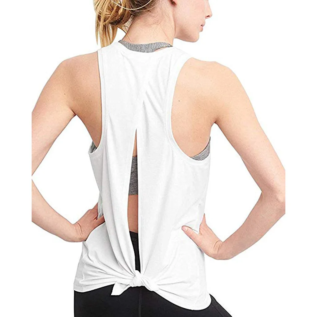 Open Back Yoga Tie Shirt Nothing Over Ten