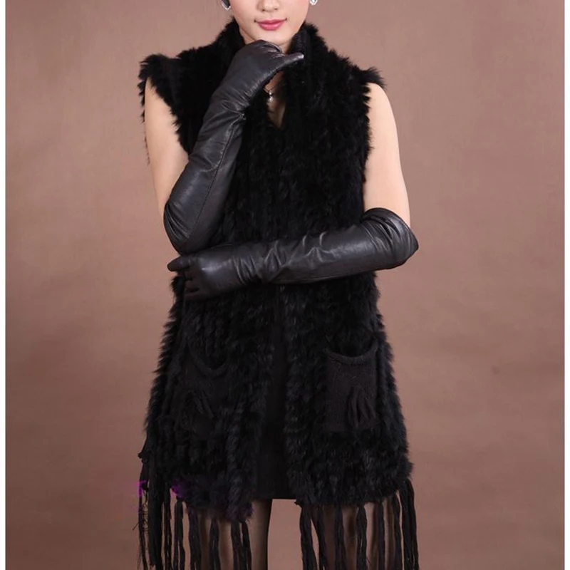 Women Long Fur Vest 2018 Spring Knitted Sleeveless Plus Size Vests Ladies Waistcoat Female Long Vest Fur Colete Preto Feminio Women Long Fur Vest 2018 Spring Knitted Sleeveless Plus Size Vests Ladies Waistcoat Female Long Vest Fur Colete Preto Feminio