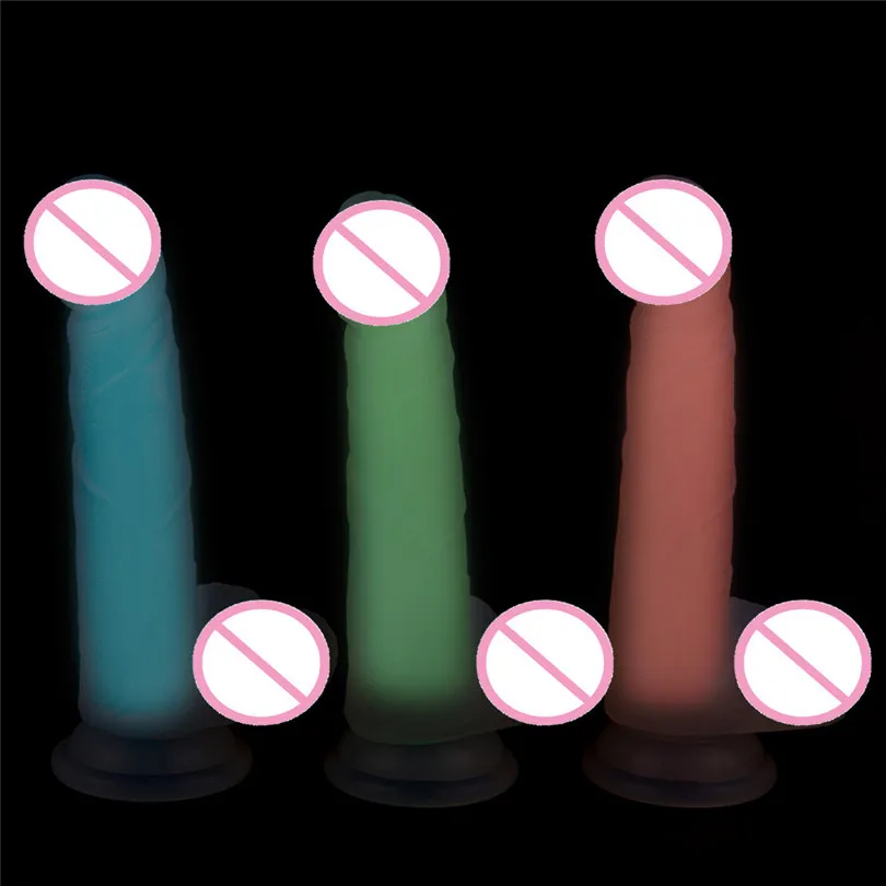 Large Dildos Two-color Double-layer Luminescent Silicone Realistic Massager Dildo Suction Cup Masturbator Massager  (7)