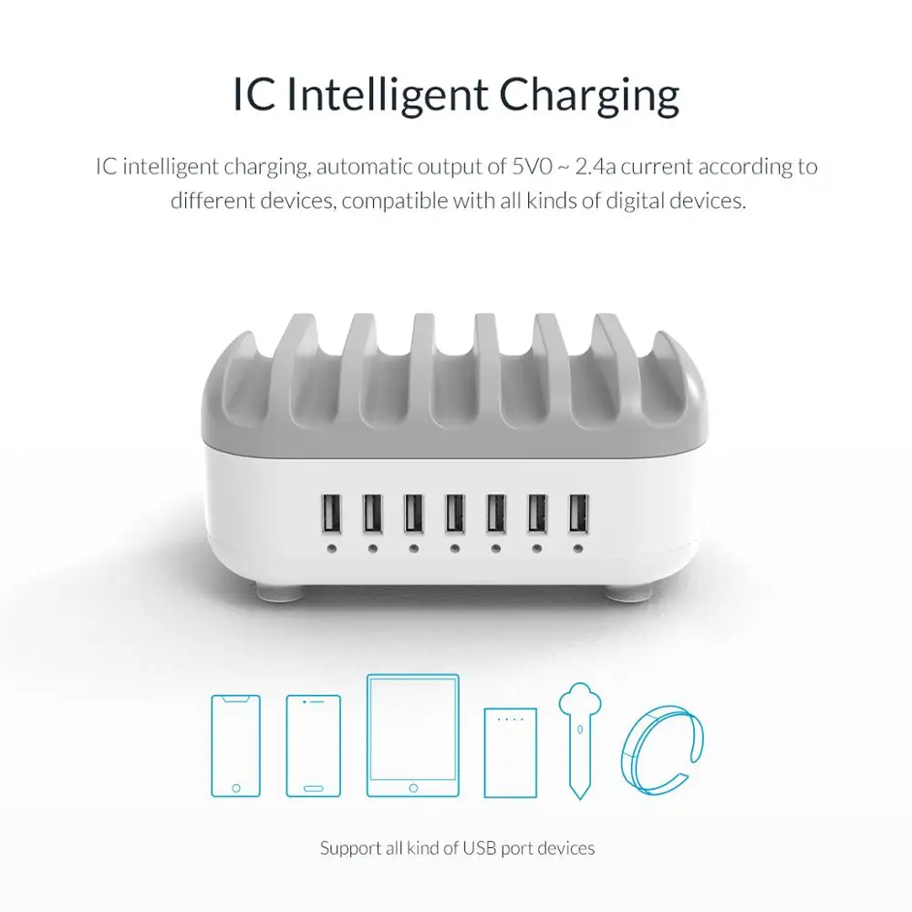 ORICO 7 Port USB Charging Station Dock with Free 7