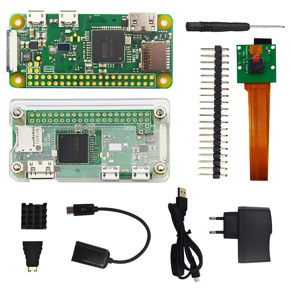 Raspberry Pi Zero W начальный комплект + акриловый чехол головка GPIO радиатор 1 ггц цп 512 мб