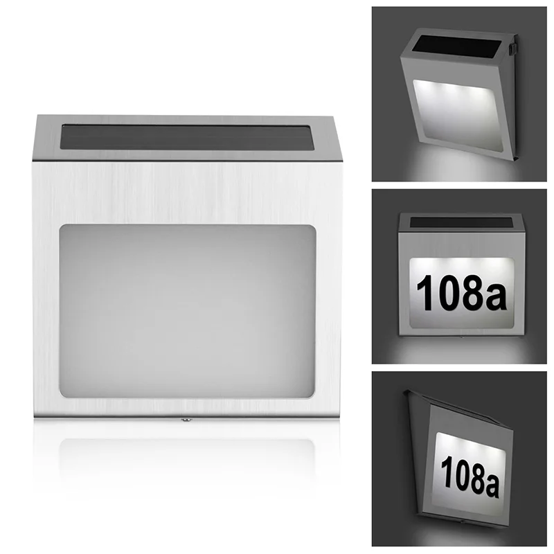 屋外ステンレス鋼ledソーラー表札番号ライトハウスドアアドレス番号壁ランプ Led Solar Solar Doorplate Lampwall Solar Lamp Aliexpress