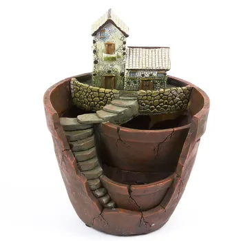 

1Pc Resin Flower Pot for Succulent Plants Flowerpot 15.5*13.5*19cm Micro-landscape Pot Planter Garden Decoration T10 NO