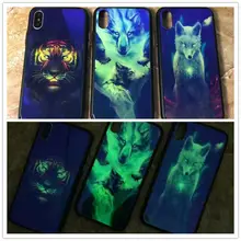 

New Fluorescent Animals Tiger Snake Wolf Fox Phone Funda Case night Glow The Dark Cover For iphone X 6 6s 6plus 7 7 8plus Capa