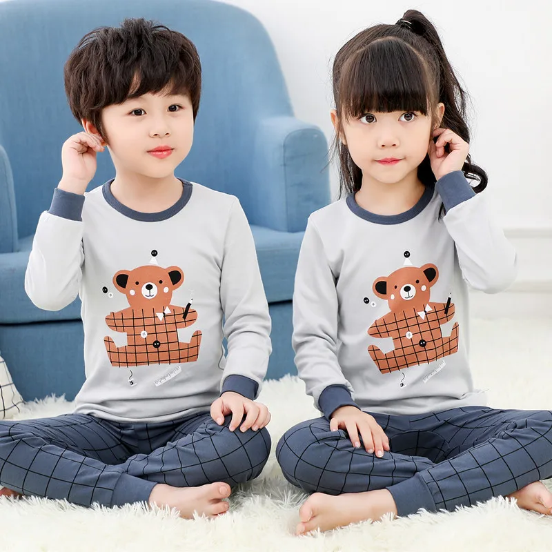 Хлопковый пижамный комплект для мальчиков и девочек, детская одежда для сна Пижама для маленьких девочек Пижамный костюм для подростков Домашняя одежда на рост от 100 до 150 см - Цвет: JBA-18