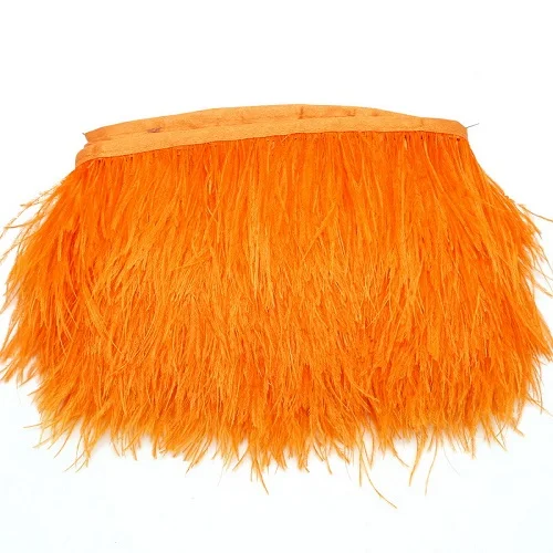 Высокое качество, 1 метр/сумка, разные цвета, на выбор, красивые страусиные перья, для рукоделия из страусовых перьев, украшения для свадебной вечеринки 8-10 см - Цвет: Orange Yellow