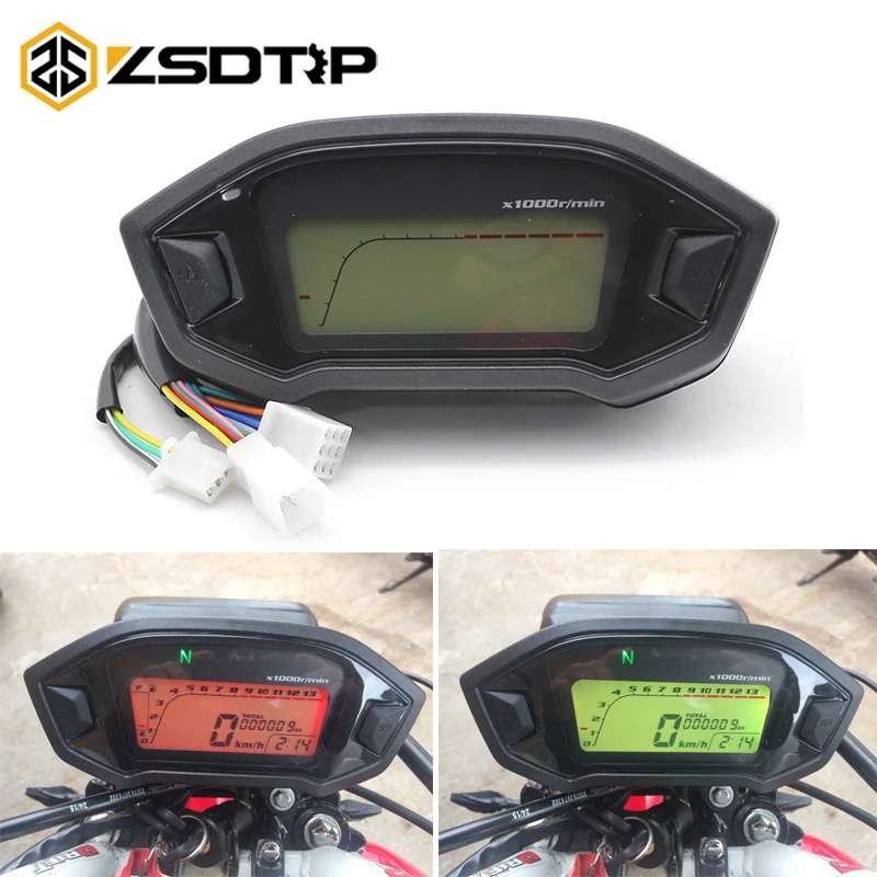 

ZSDTRP Motorcycle Digital Colorful LCD Gauge Backlight 13000RPM Speedometer Odometer Tachometer with Speed Sensor 12V