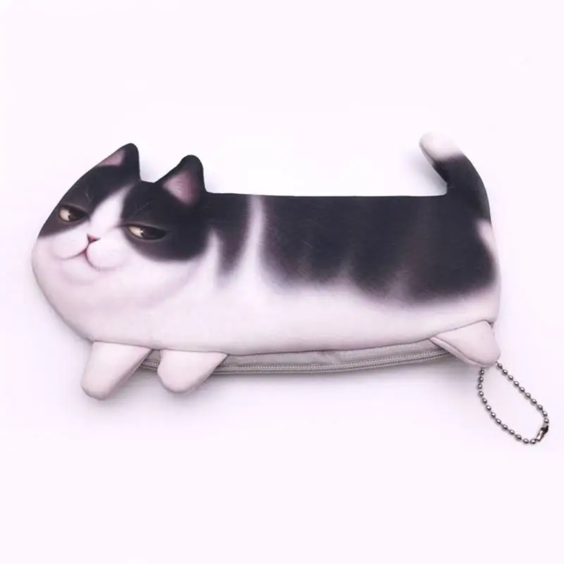 Кавайный Чехол-карандаш с имитацией мультяшного кота из мягкой ткани, школьные принадлежности, канцелярские принадлежности, Подарочная сумка для девочек и мальчиков