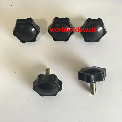 

5pcs M6 x 12/16/20/25/30/35mm Thread Long Star Head Black Clamping Knob 25mm Head Dia