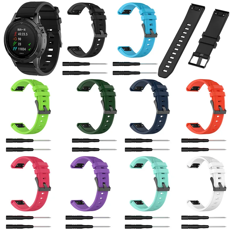 

Silicone Watch Band + Tool Kits Sport Wristband Strap For Garmin Fenix 5 22mm Rubber Replacement Wrist Watch Band