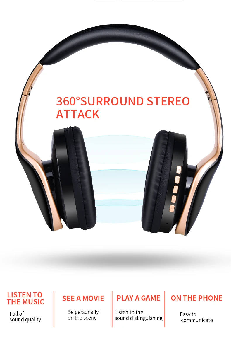 Foldable Stereo Headphone Headset Wireless Bluetooth