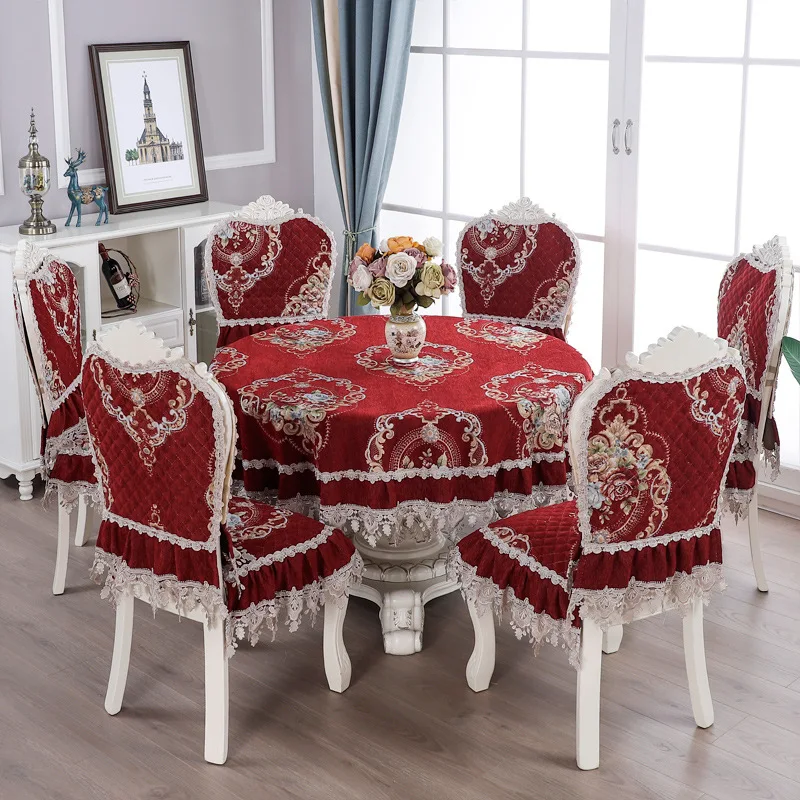 Proud Rose Европейская шенилловая скатерть круглый плотный чехол ткань чехол для стула подушки кружевные скатерти
